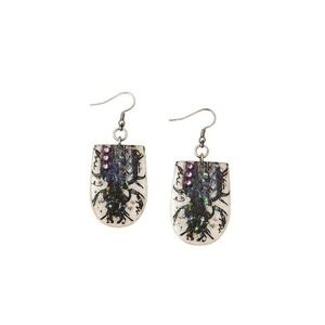 Handmade Beetle Resin Earrings Purple Iridescent Goth Halloween Insect OOAK